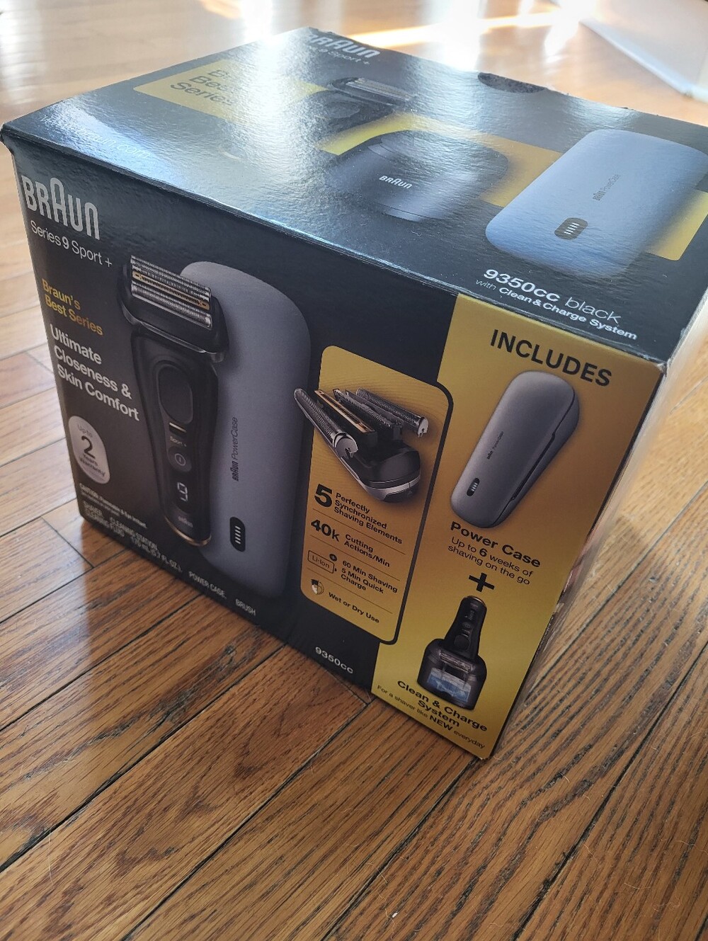 Braun Series 9 SPORT+ Electric Shaver with clean and Charge Black and Gold